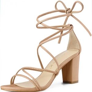 Allegra K Nude Strappy Heels